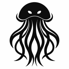 jellyfish black vector design-in-white background 