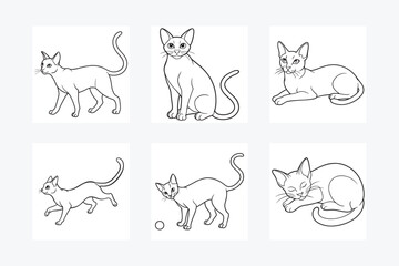 Naklejka premium Cats Vector Illustration Bundle. Perfect for Designers and Cat Lovers