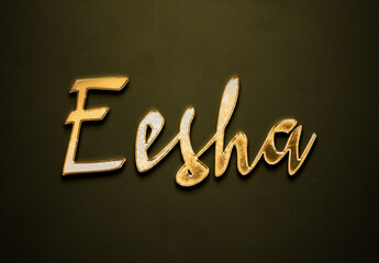 Old gold text effect of Hindi name Eesha with 3D glossy style Mockup.