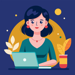 Art & Illustration lady use laptop