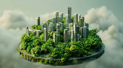 Mini City Park: The scene features a vibrant mini city park, meticulously detailed with lush greenery, winding pathways, and charming park amenities.

