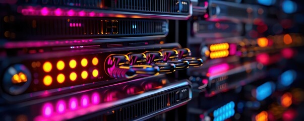 Naklejka premium Advanced cybersecurity data center, holographic interfaces and digital protection, securing the future of internet safety