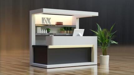 Portable counter for displaying at exhibitions, trade shows, etc. Can be customized as per your need.