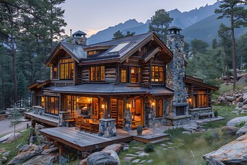 Obraz premium Real estate visual depiction of the legislation benefits of owning a Mountain Cabin emphasizing legal protections and market value