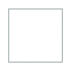 Vintage square frame, metal or silver chain, isolated. Empty copy space for paintings, mirrors or photo. Vintage simple frame. Silverish style decorative squared border, jewel deco art object. Png