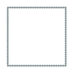 Vintage square frame, metal or silver chain, isolated. Empty copy space for paintings, mirrors or photo. Vintage simple frame. Silverish style decorative squared border, jewel deco art object. Png