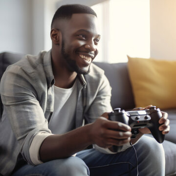 Future Gamer: Man Immersed in Next-Gen Console Technology generative Ai
