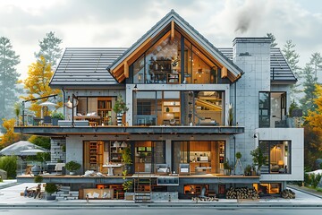 Obraz premium Infographic detailing steps involved in Home Renovation from planning and budgeting to construction and final touches