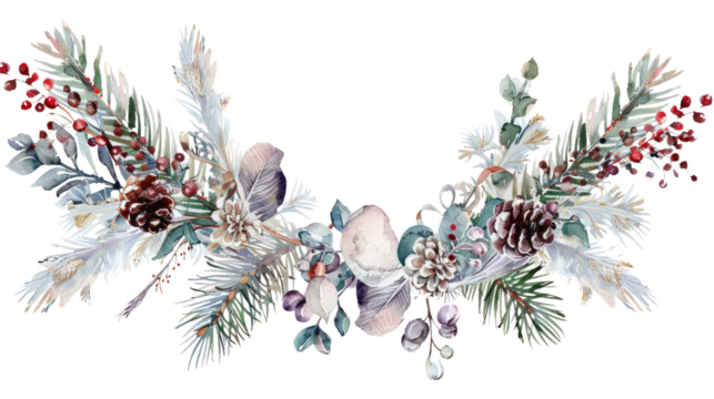 winter garland on a transparent background