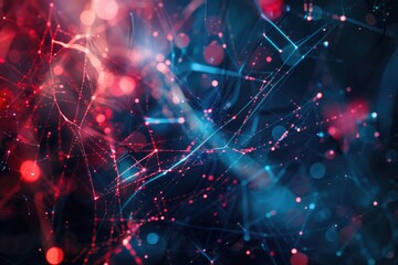 Obraz premium A close-up view of a cluster of red and blue lights, ideal for use in technology, science, or abstract illustrations