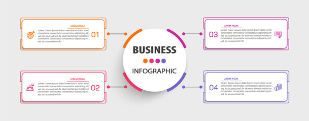 Business infographic design template with 4 options, steps or processes