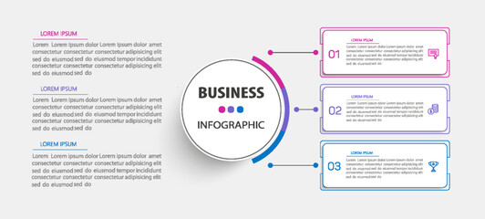 Business infographic design template with 3 options, steps or processes