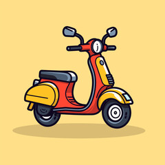 Scooter motorcycle vehicle cartoon vector icon logo illustration mascot flat cartoon drawing art isolated background