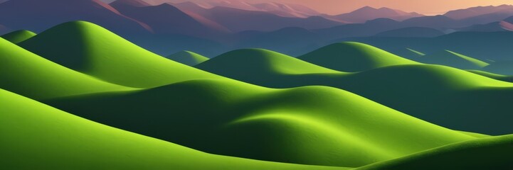 Obraz premium Mountainous Landscape with Green and Blue Hues at Sunset