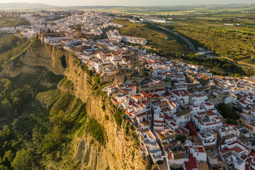 Aerial view of Arcos de la Frontera town at sunset in Andalucia, Spain © Mazur Travel