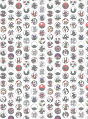 円形ミニ花札の壁紙用イラスト