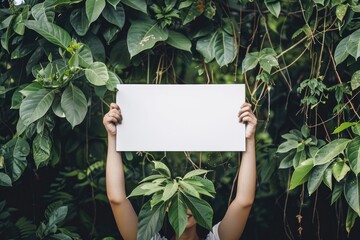 A person holds a sign in front of a tree, useful for protest or campaign imagery