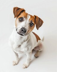 Dog Confused. Jack Russell Terrier in Close-Up Isolated on White Background