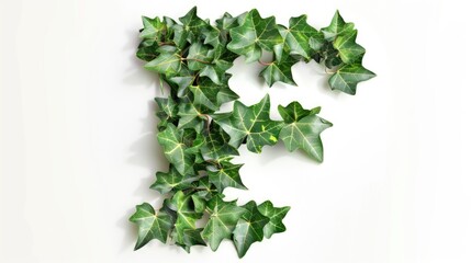 A cluster of fresh green leaves arranged on a clean white surface