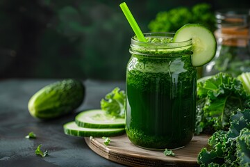 Green Smoothie With Chia Seeds - Top View Video Background. Healthy Food & Lifestyle Concept. Healthy Eating & Wellness Theme