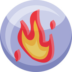 Fototapeta premium This colorful icon features a fireball, symbolizing concepts like danger, energy, and passion