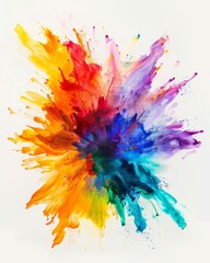 Fototapeta premium Vibrant Color Burst - Abstract Artistic Expression on White Background