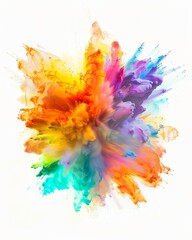Obraz premium Vibrant Color Explosion: Artistic Expression on White Background