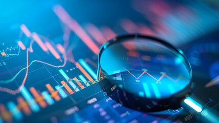 財務グラフとルーペ