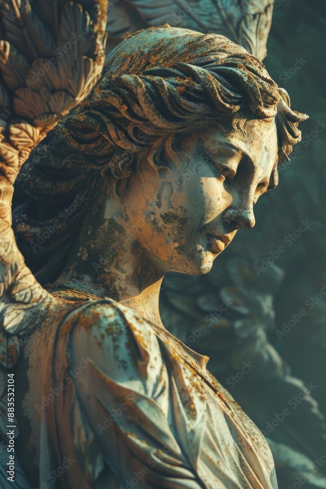 Poster A detailed shot of a heavenly being, ideal for use in scenes where divine intervention is needed