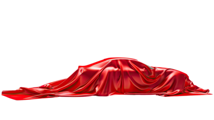 Car covered with red canvas on a transparent background