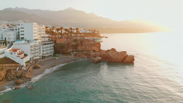 Balcon de Europa in Nerja on Costa del Sol at sunrise in Andalusia, Spain