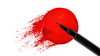 red circle brush stroke on transparent background