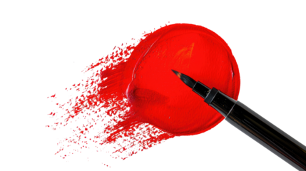red circle brush stroke on transparent background