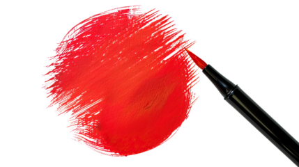 red circle brush stroke on transparent background