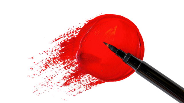 red circle brush stroke on transparent background