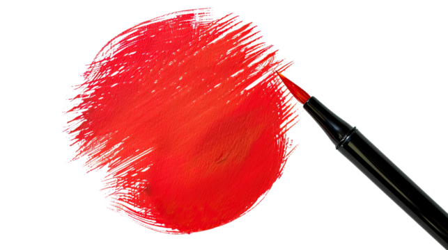red circle brush stroke on transparent background
