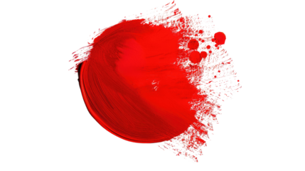 red circle brush stroke on transparent background