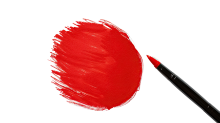 red circle brush stroke on transparent background