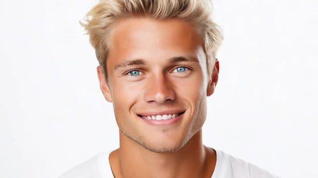 portrait of handsome blond man looking at camera
