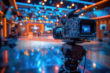  Journalistic hub: the newsroom background, illustrating the fast-paced atmosphere where news is gathered, verified, and delivered.