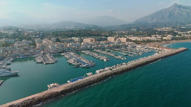 Aerial view of the luxurious Marbella town, Costa del Sol, Andalusia, Spain