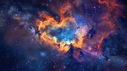 Fototapeta premium Heart nebula in space with colorful background and stars symbolizing endless love and romance