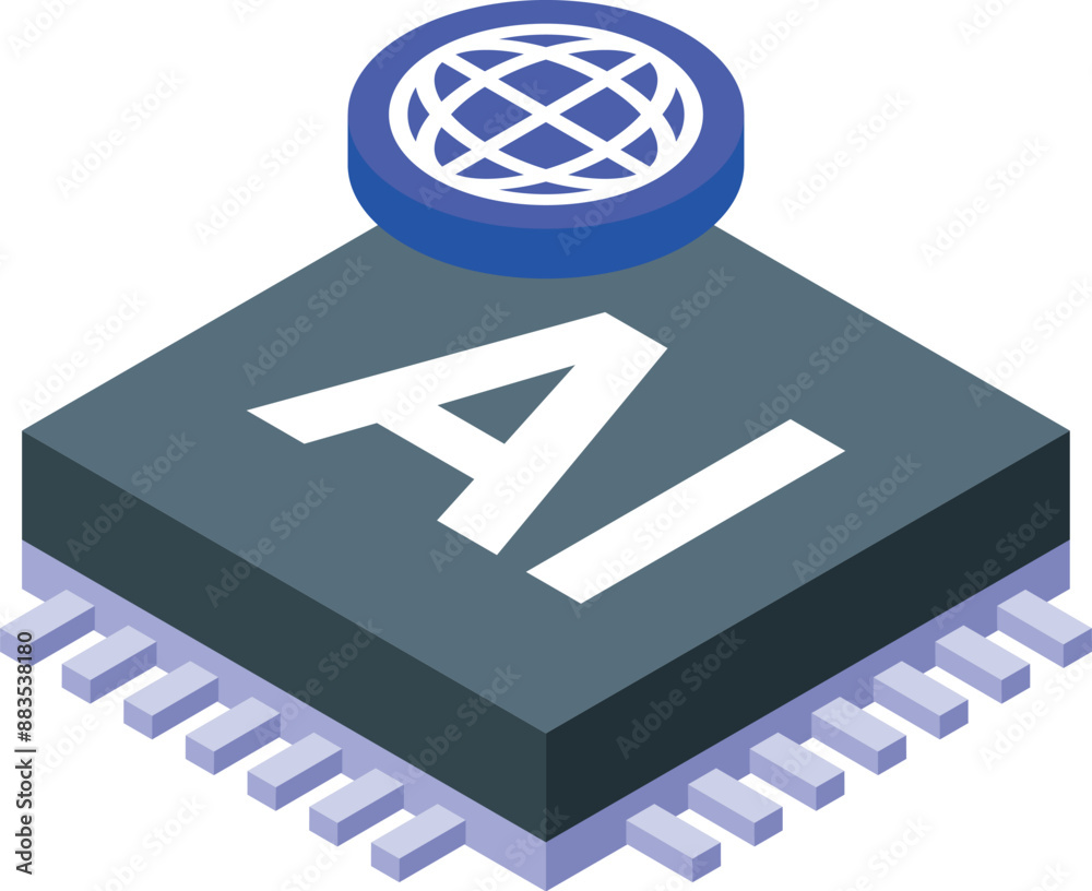 Poster microchip with the letters ai is connecting the world with artificial intelligence
