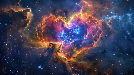Fototapeta premium Heart nebula in space with colorful background and stars symbolizing endless love and romance