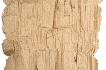 Texture of Folded Cardboard, Top View. Crumpled Cardboard surface.