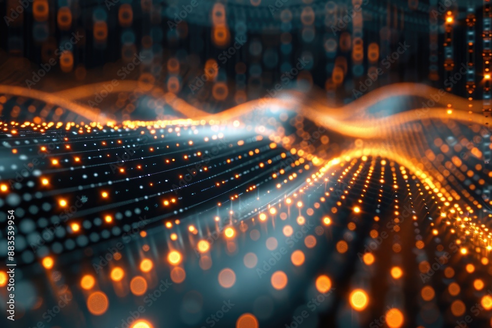 Poster Abstract image featuring glowing dots and lines