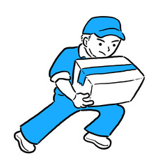 荷物を届ける配達員の男性