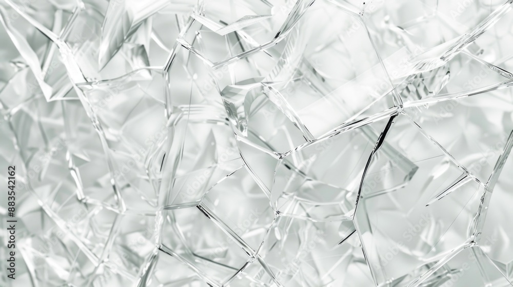 Poster A detailed view of a shattered glass window with sharp edges and jagged shards