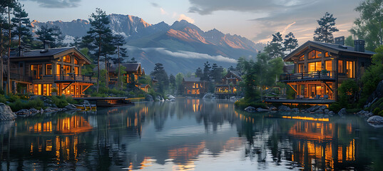 Obraz premium Residential development benefits of a Mountain Cabin focusing on investment potential and market appeal in real estate