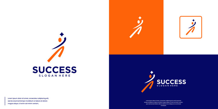human success logo, achievement, character, logo design vector.